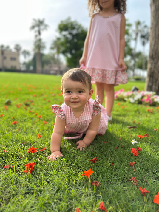 Baby Girl Sundress & Bloomers Set - Organic Cotton and Liberty details