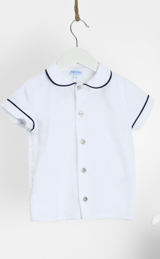 Boy elegant set with pique' or korean shirt and 100% cotton short