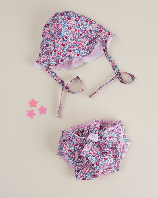 Baby Girl Bloomers with Matching Sun Hat