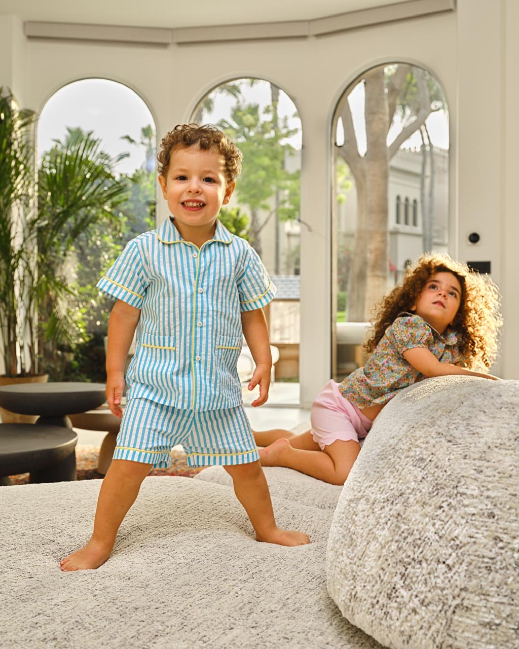Boys' Pyjama with Striped Pattern and Shorts