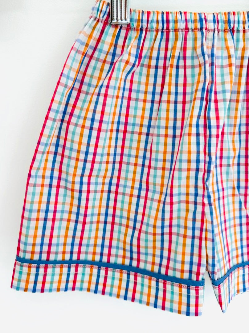 Boys' Short Sleeve Gingham Pyjama Set with Shorts