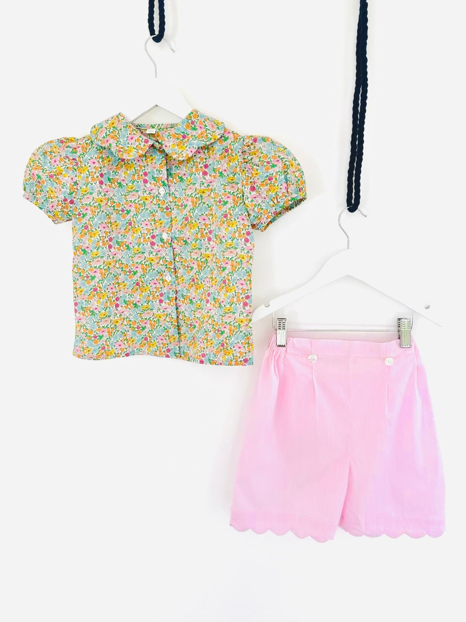 Girls’ Scalloped Hem Shorts with Adjustable Waistband