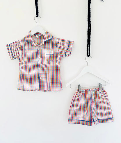Boys' Short Sleeve Gingham Pyjama Set with Shorts