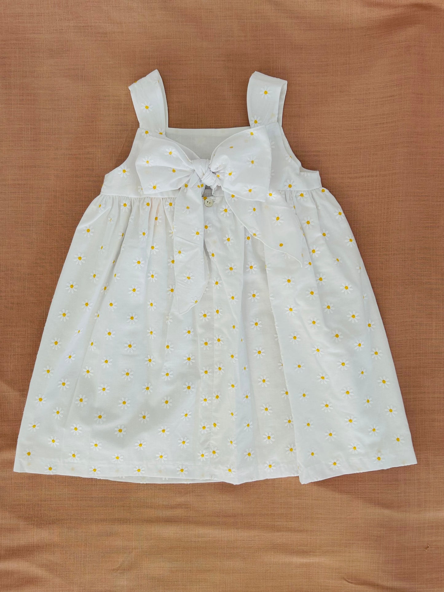 Girls’ Cotton Dress with Back Ribbon
