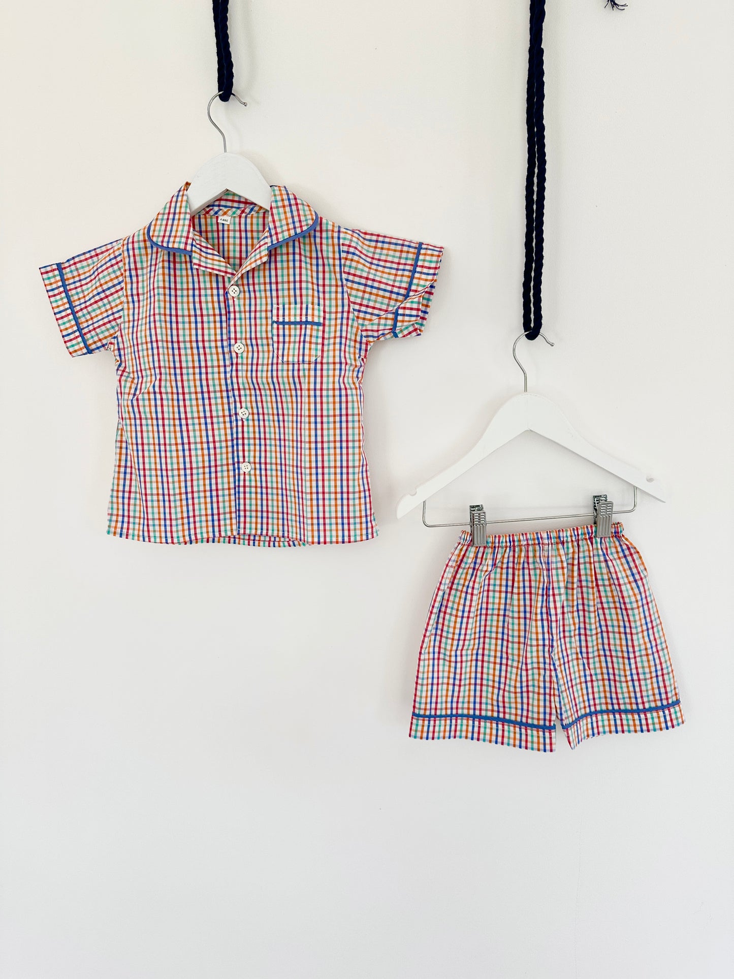 Boys' Short Sleeve Gingham Pyjama Set with Shorts