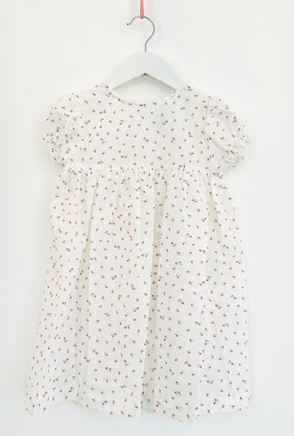 White Plumetis Dress with Red Tulip Details