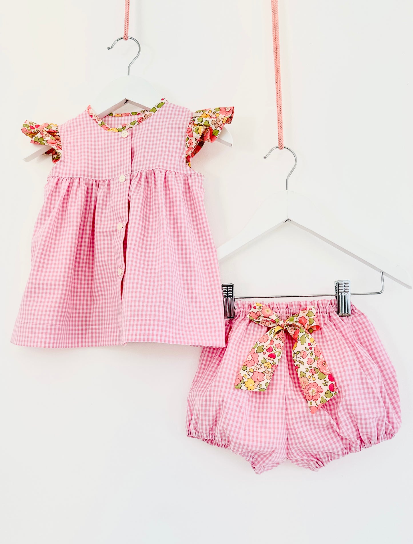 Baby Girl Sundress & Bloomers Set - Organic Cotton and Liberty details