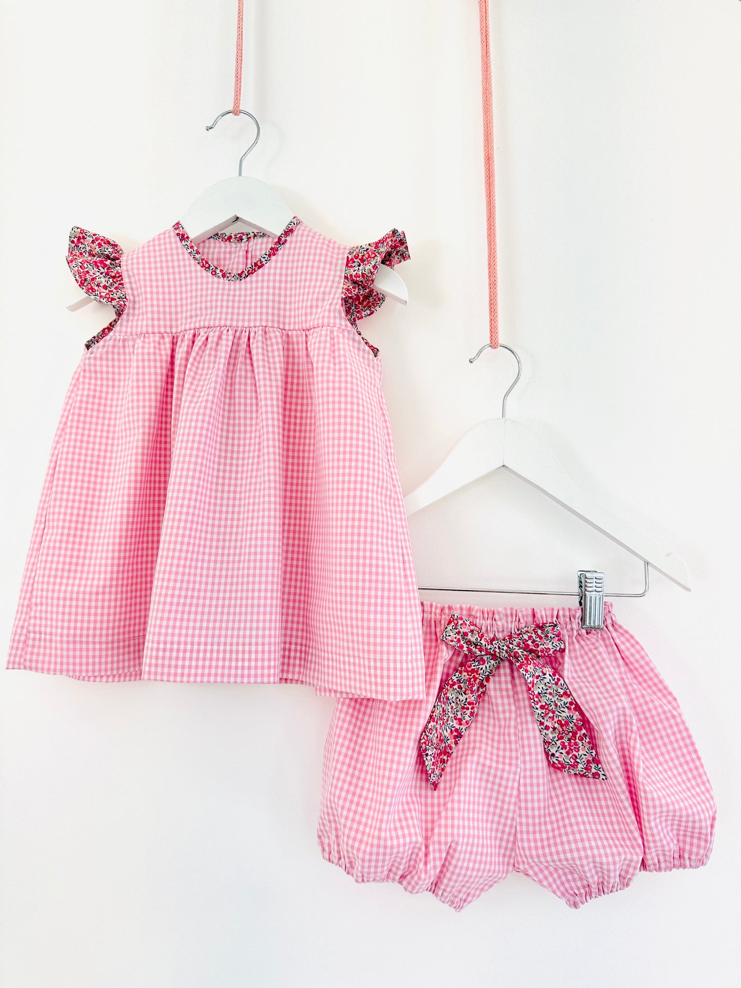Baby Girl Sundress & Bloomers Set - Organic Cotton and Liberty details