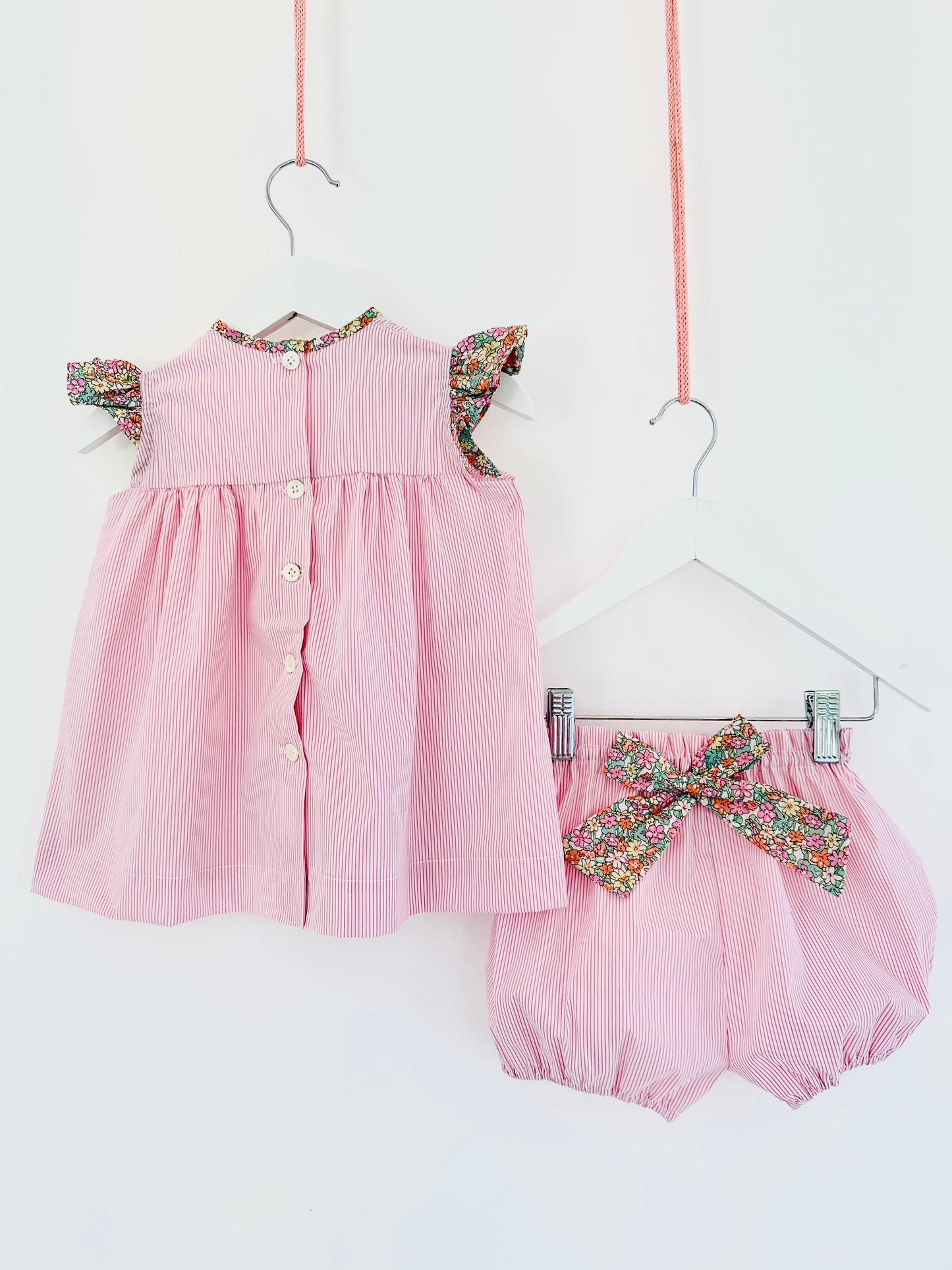Baby Girl Sundress & Bloomers Set - Organic Cotton and Liberty details