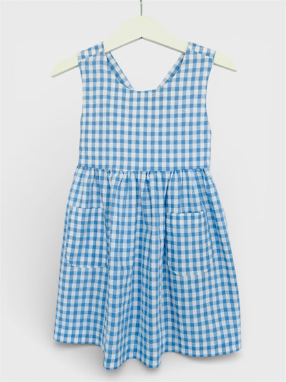 Girl’s Blue Dress with Crossed Back