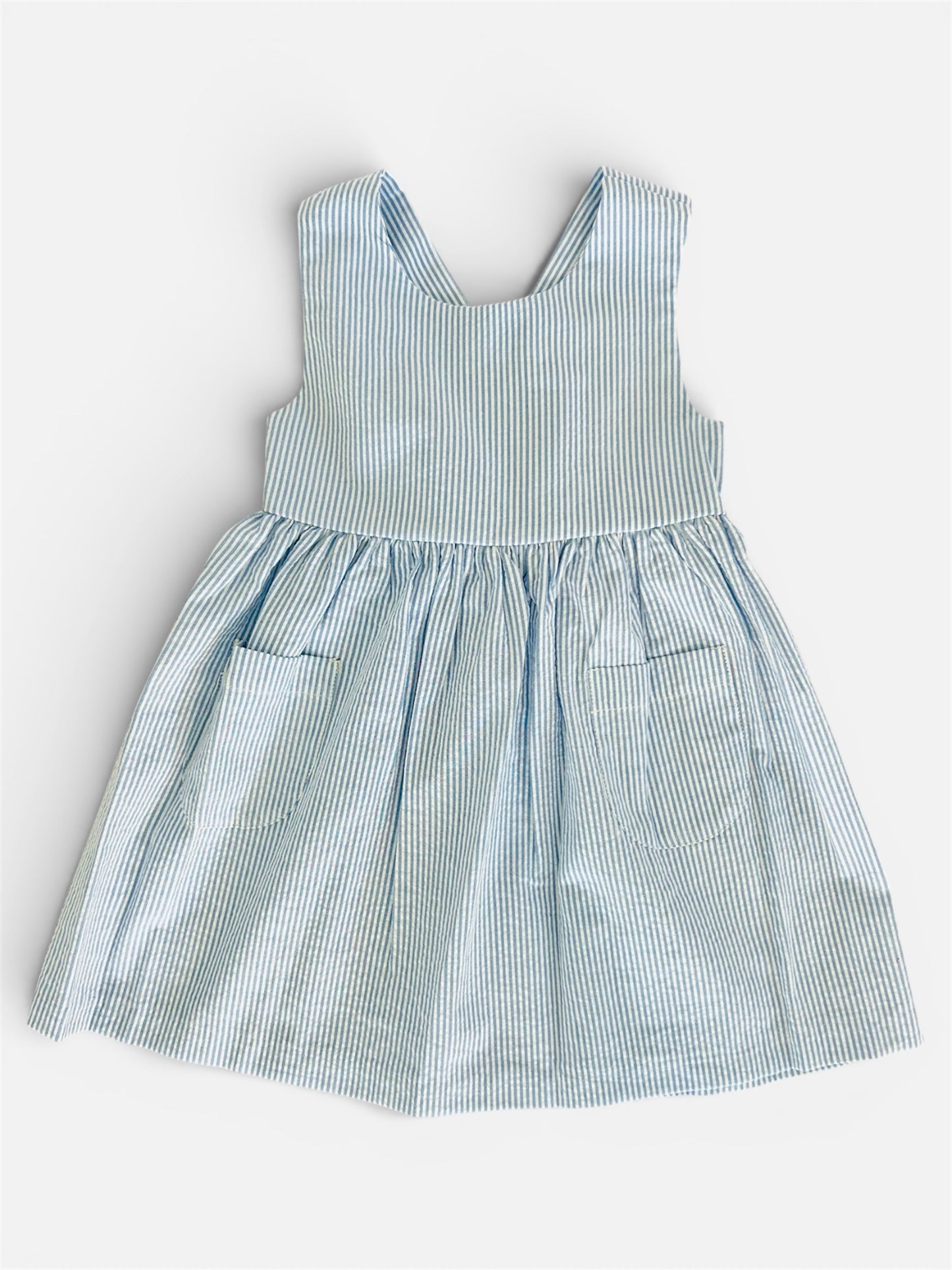 Girl’s Blue Dress with Crossed Back