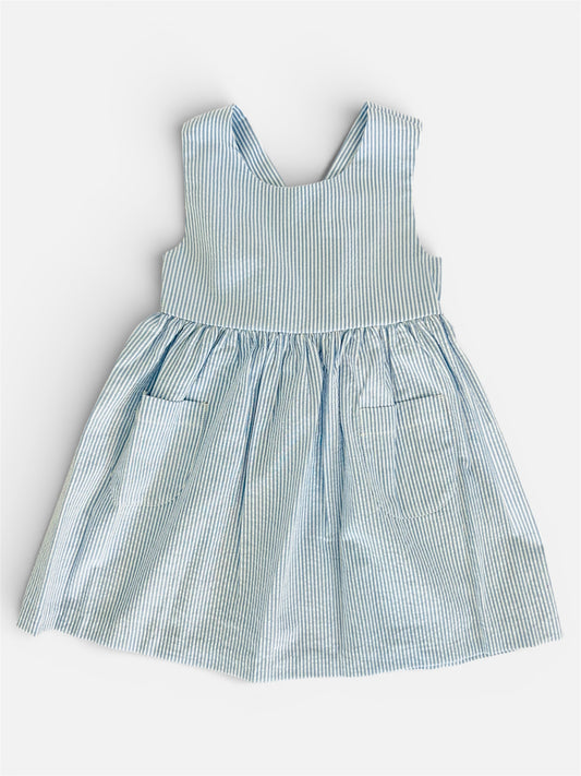 Girl’s Blue Dress with Crossed Back