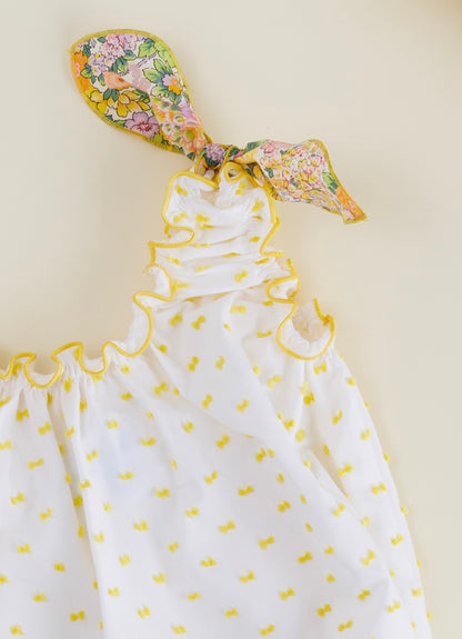 Girl Romper with Liberty details