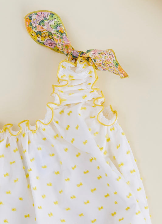 Girl Romper with Liberty details
