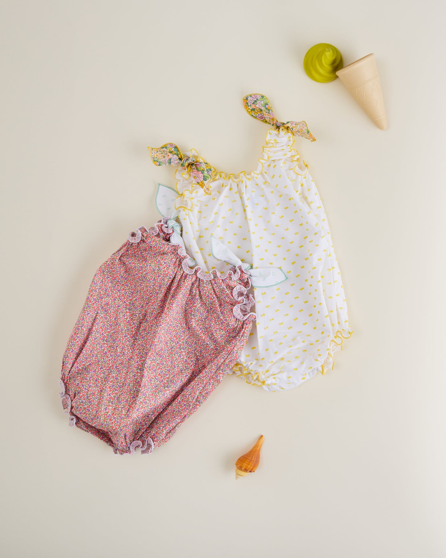 Girl Romper with Liberty details