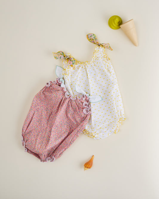 Girl Romper with Liberty details
