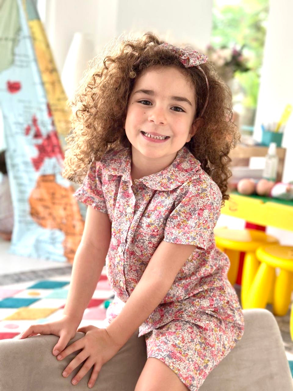 Girls' Short Sleeve Liberty Cotton Pyjama Set