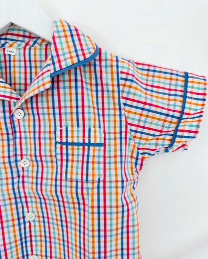 Boys' Short Sleeve Gingham Pyjama Set with Shorts